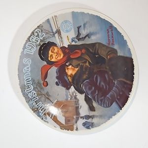Edwin M Knowles China Co. Christmas Courtship 1982 Norman Rockwell Plate